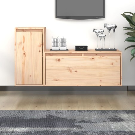 vidaXL Muebles para TV 2 piezas madera maciza de pino
