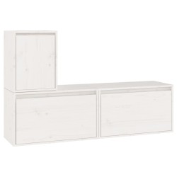 vidaXL Muebles para TV 3 piezas madera maciza de pino blanco
