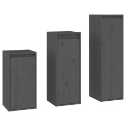 vidaXL Muebles para TV 3 piezas madera maciza de pino gris