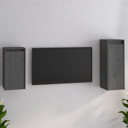 vidaXL Muebles para TV 2 piezas madera maciza de pino gris