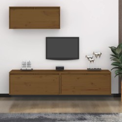 vidaXL Muebles para TV 3 piezas madera maciza de pino marrón miel