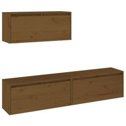 vidaXL Muebles para TV 3 piezas madera maciza de pino marrón miel