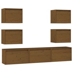 vidaXL Muebles para TV 7 piezas madera maciza de pino marrón miel