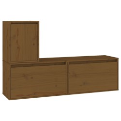 vidaXL Muebles para TV 3 piezas madera maciza de pino marrón miel