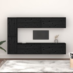vidaXL Muebles para TV 6 piezas madera maciza de pino negro