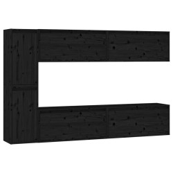 vidaXL Muebles para TV 6 piezas madera maciza de pino negro
