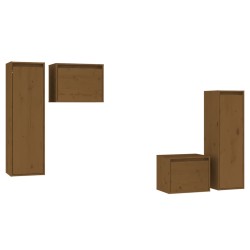 vidaXL Muebles para TV 4 piezas madera maciza de pino marrón miel