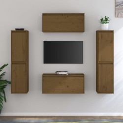 vidaXL Muebles para TV 6 piezas madera maciza de pino marrón miel
