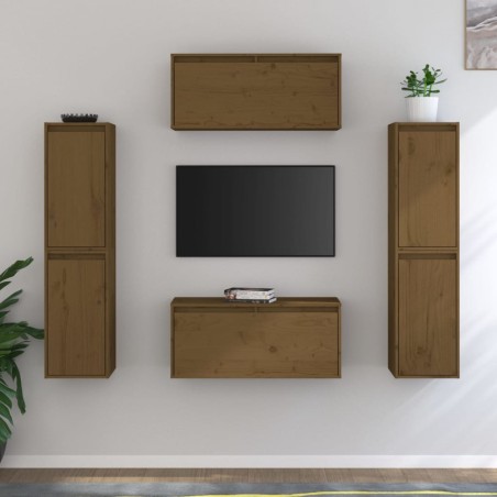 vidaXL Muebles para TV 6 piezas madera maciza de pino marrón miel