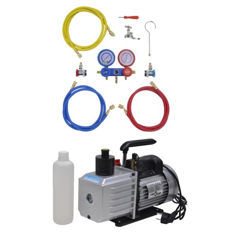 vidaXL Bomba de vacío 100 L/min manómetros de 2 vías kit herramientas