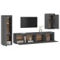vidaXL Muebles para TV 4 piezas madera maciza de pino gris vidaXL Muebles para TV 4 piezas madera maciza de pino gris