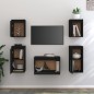 vidaXL Muebles para TV 5 piezas madera maciza de pino negro vidaXL Muebles para TV 5 piezas madera maciza de pino negro