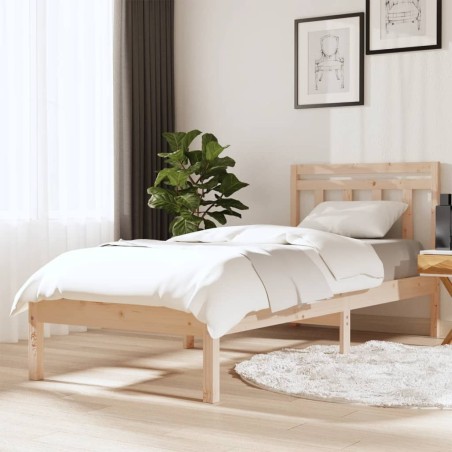 vidaXL Estructura de cama individual madera maciza 75x190 cm