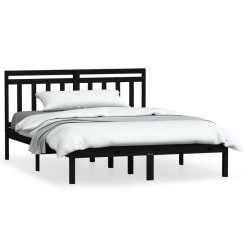 vidaXL Estructura de cama doble de madera maciza negro 120x190cm