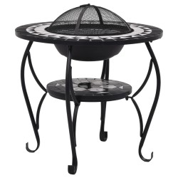 vidaXl Brasero de mosaico cerámica negro y blanco 68 cm