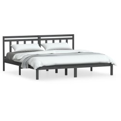 vidaXL Estructura de cama de matrimonio madera maciza gris 180x200 cm