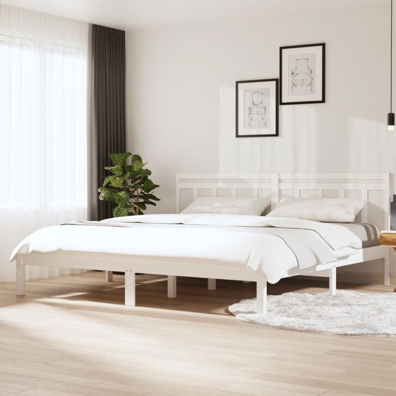 vidaXL Estructura de cama madera maciza de pino blanco 200x200 cm vidaXL Estructura de cama madera maciza de pino blanco 200x200 cm