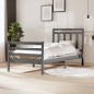 vidaXL Estructura de cama de madera maciza gris 100x200 cm vidaXL Estructura de cama de madera maciza gris 100x200 cm