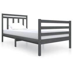 vidaXL Estructura de cama de madera maciza gris 100x200 cm