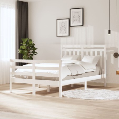 vidaXL Estructura de cama madera maciza blanca 120x200 cm