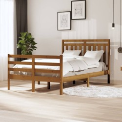 vidaXL Estructura de cama madera maciza marrón miel doble 120x190 cm