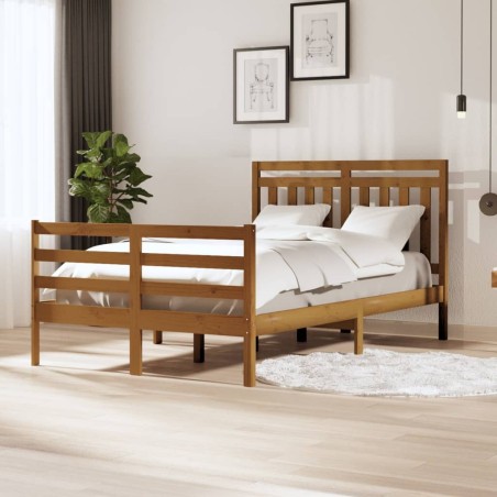 vidaXL Estructura de cama madera maciza marrón miel doble 120x190 cm