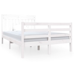 vidaXL Estructura de cama madera maciza blanco pequeña doble 120x190cm