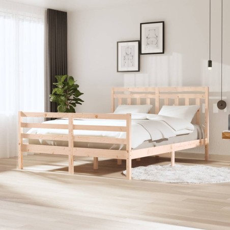 vidaXL Estructura de cama de madera maciza tamaño king 150x200 cm