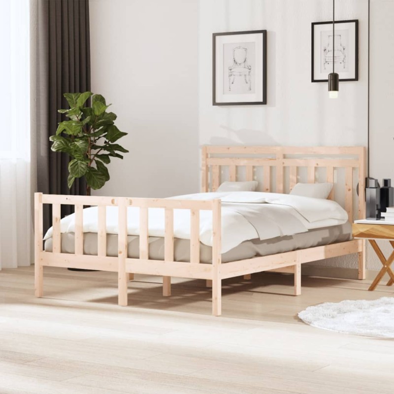 vidaXL Estructura de cama madera maciza 140x190 cm vidaXL Estructura de cama madera maciza 140x190 cm