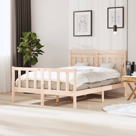 vidaXL Estructura de cama madera maciza 140x190 cm
