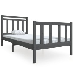 vidaXL Estructura de cama madera maciza gris individual 90x190 cm
