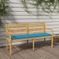vidaXL Banco Batavia con cojín azul madera maciza de teca 150 cm vidaXL Banco Batavia con cojín azul madera maciza de teca 150 cm