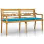vidaXL Banco Batavia con cojín azul madera maciza de teca 150 cm vidaXL Banco Batavia con cojín azul madera maciza de teca 150 cm