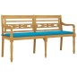 vidaXL Banco Batavia con cojín azul madera maciza de teca 150 cm vidaXL Banco Batavia con cojín azul madera maciza de teca 150 cm