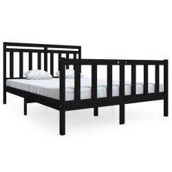 vidaXL Estructura de cama de madera maciza negra 140x190 cm