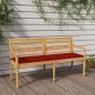 vidaXL Banco Batavia con cojín rojo madera maciza de teca 150 cm vidaXL Banco Batavia con cojín rojo madera maciza de teca 150 cm