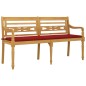 vidaXL Banco Batavia con cojín rojo madera maciza de teca 150 cm vidaXL Banco Batavia con cojín rojo madera maciza de teca 150 cm
