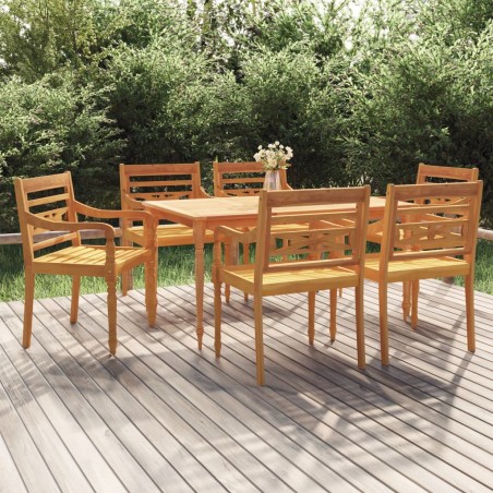 vidaXL Juego de comedor de jardín 7 piezas madera maciza de teca