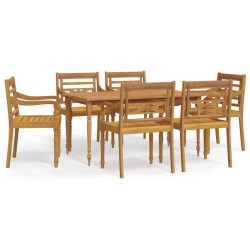 vidaXL Juego de comedor de jardín 7 piezas madera maciza de teca