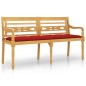 vidaXL Banco Batavia con cojín rojo madera maciza de teca 150 cm