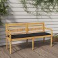 vidaXL Banco Batavia con cojín antracita madera maciza de teca 150 cm vidaXL Banco Batavia con cojín antracita madera maciza de teca 150 cm