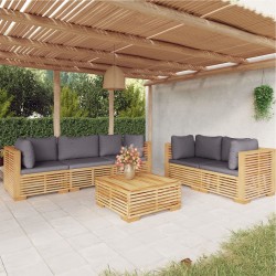 vidaXL Juego muebles de jardín 6 piezas y cojines madera maciza teca