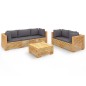 vidaXL Juego muebles de jardín 6 piezas y cojines madera maciza teca vidaXL Juego muebles de jardín 6 piezas y cojines madera maciza teca