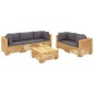 vidaXL Juego muebles de jardín 6 piezas y cojines madera maciza teca vidaXL Juego muebles de jardín 6 piezas y cojines madera maciza teca