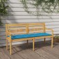vidaXL Banco Batavia madera maciza de teca con cojín azul claro 150 cm vidaXL Banco Batavia madera maciza de teca con cojín azul claro 150 cm