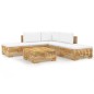 vidaXL Juego muebles de jardín 6 piezas y cojines madera maciza teca vidaXL Juego muebles de jardín 6 piezas y cojines madera maciza teca