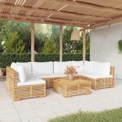 vidaXL Juego muebles de jardín 7 piezas y cojines madera maciza teca