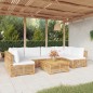 vidaXL Juego muebles de jardín 7 piezas y cojines madera maciza teca