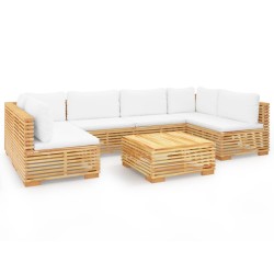 vidaXL Juego muebles de jardín 7 piezas y cojines madera maciza teca