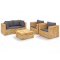 vidaXL Juego muebles de jardín 5 piezas y cojines madera maciza teca vidaXL Juego muebles de jardín 5 piezas y cojines madera maciza teca